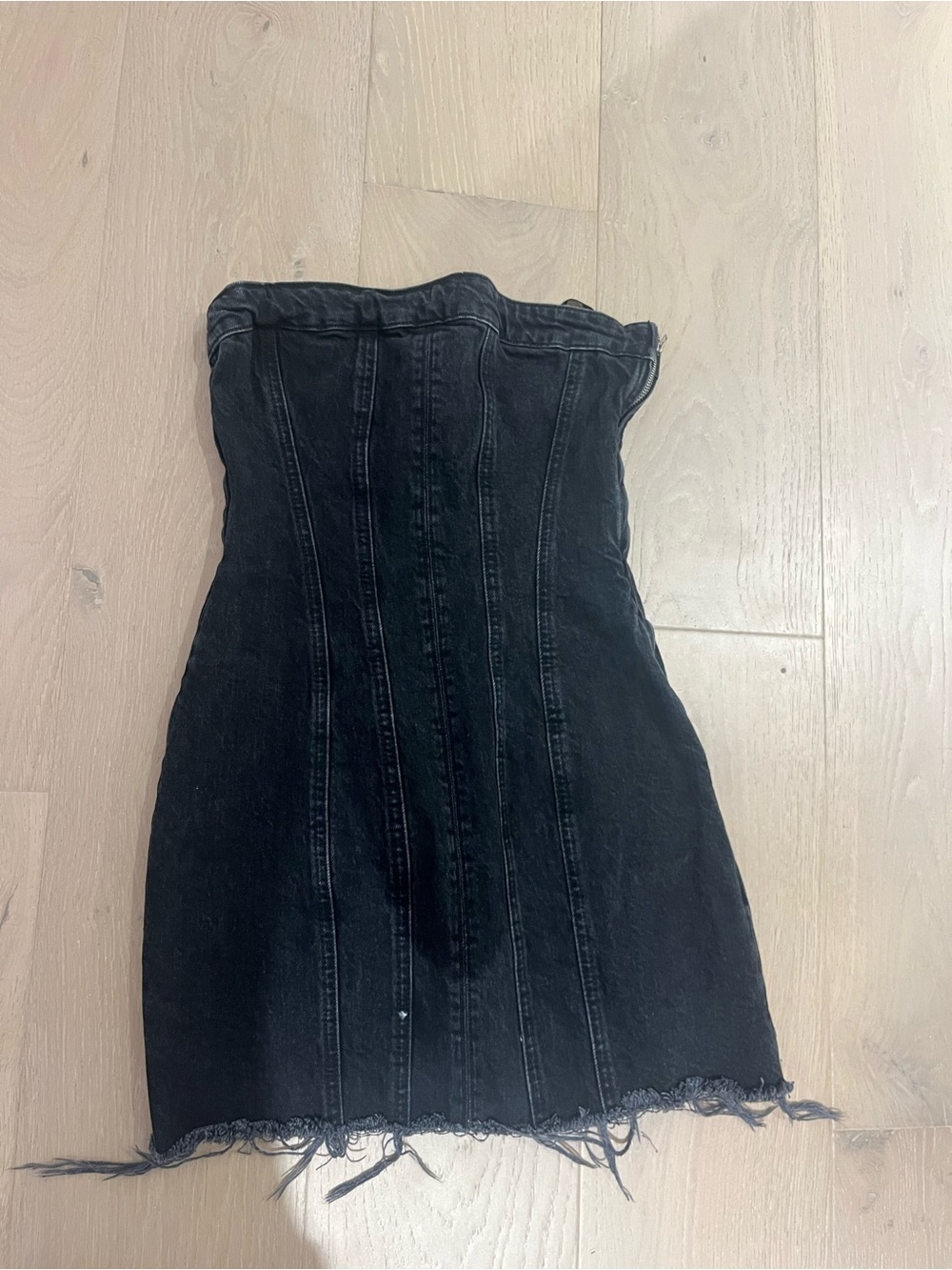 Zara Strapless Black Denim Corset Mini Dress
